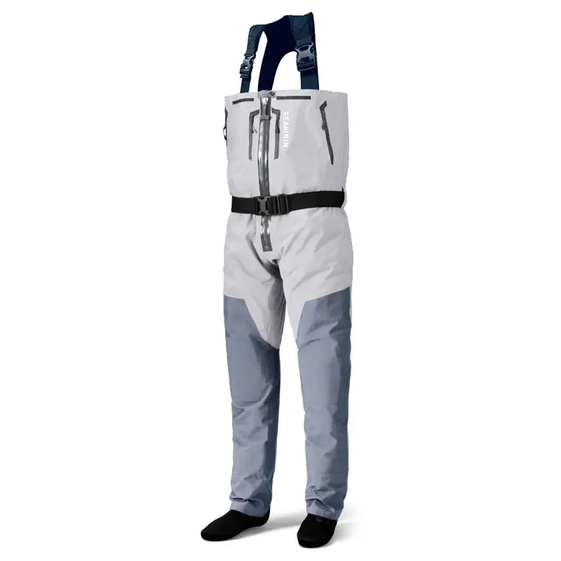 Fly Fishing Wader for Men Waterproof Front Zipper Chest Waders with Neoprene Foot Seam River Upstream Hunting Women Wading Pants