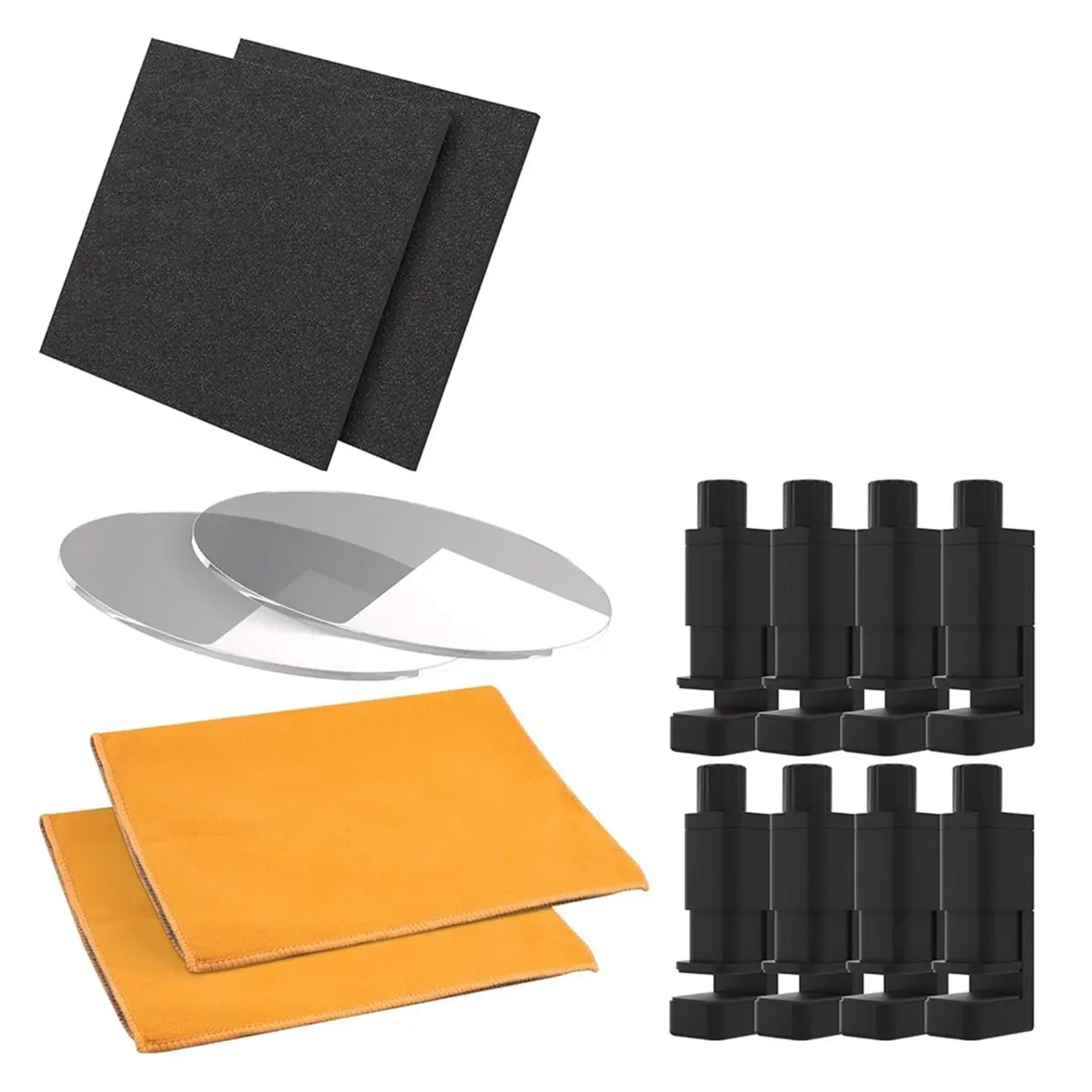 Trading Card Care Kit - 14-Piece Set with Acrylic Discs, Clamps, Cushion Foams & Care Towels