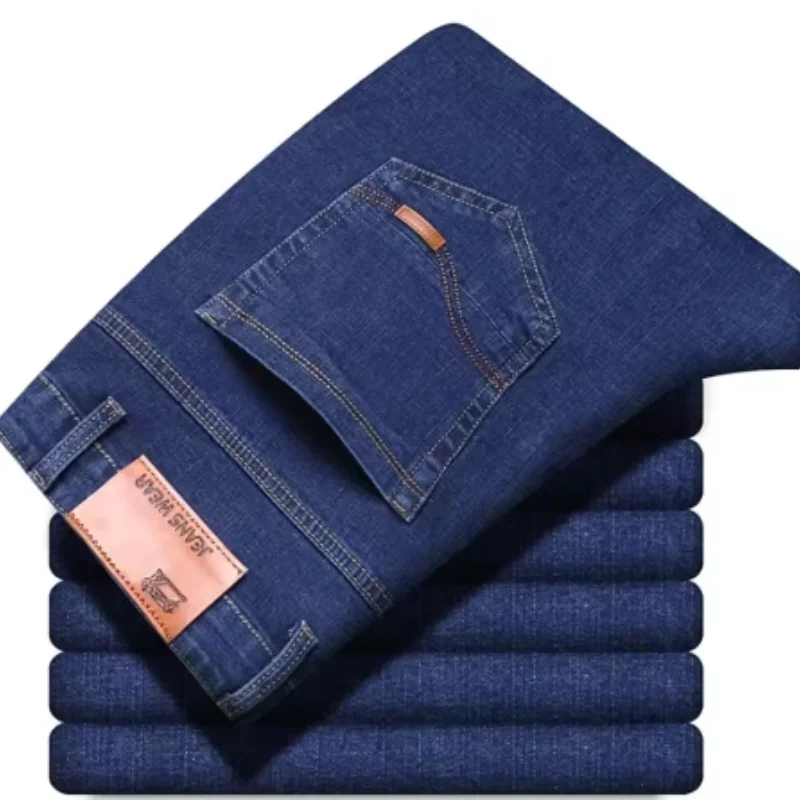 Pantaloni in denim a gamba dritta micro elastici da uomo nuovi autunnali con pantaloni da uomo d'affari adatti alla forma e sulla pelle in diverse taglie