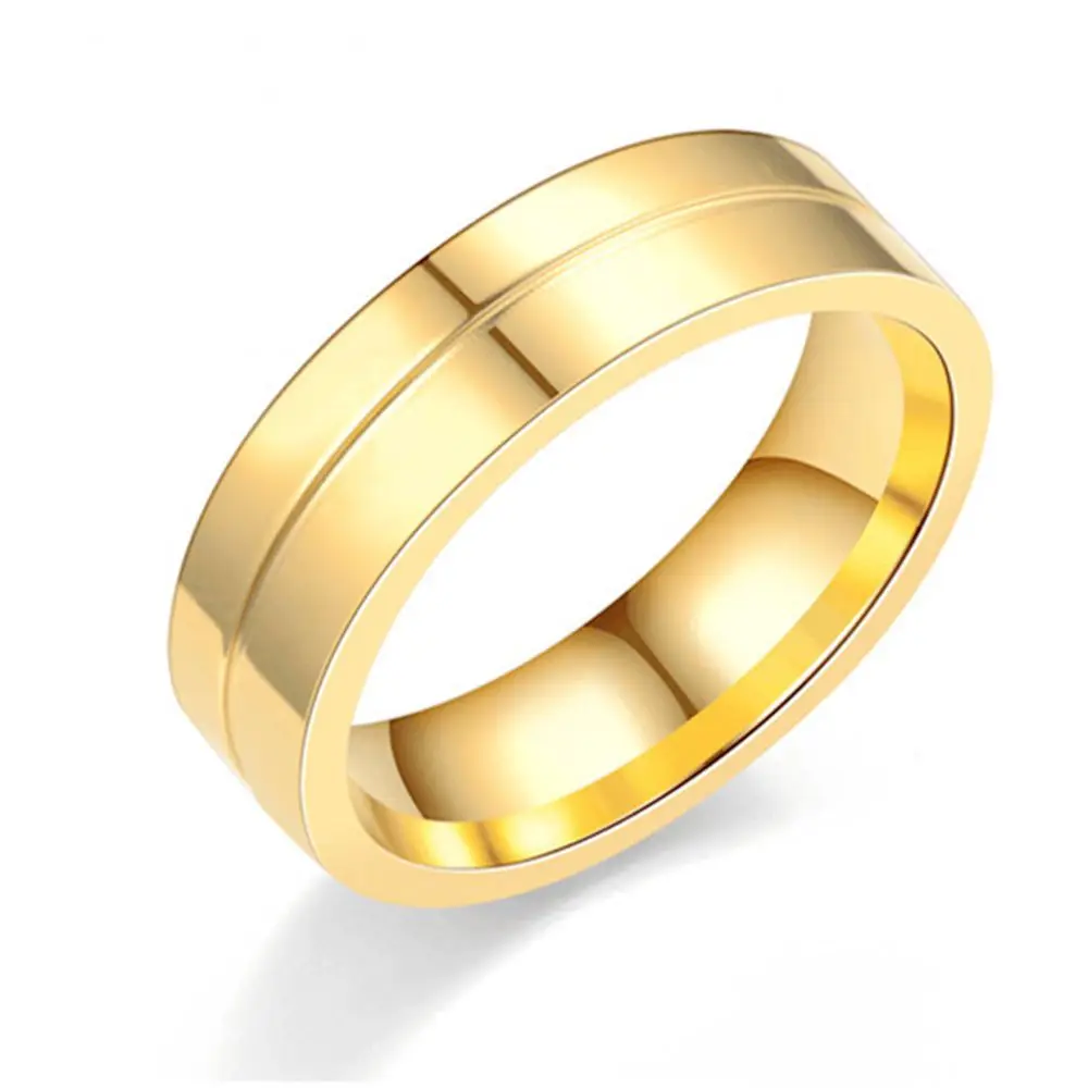 Fashion Golden Silver Love Cubic Zirconia 18K Gold Plated Wedding Band Ring Couples Ring Stainless Steel