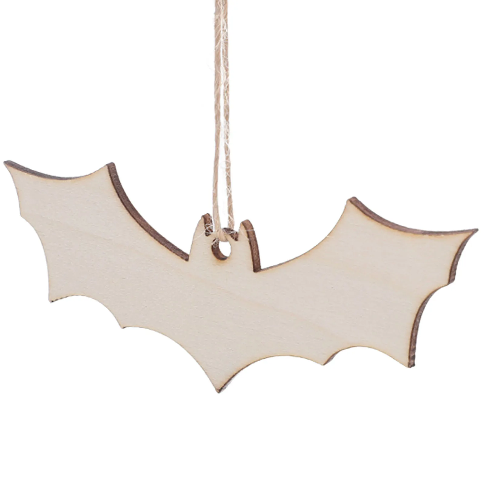 

50Pcs Halloween Bat Wood DIY Crafts Cutouts Unfinished Wooden Hanging Bats with Hemp Rope for Decorating Haunted Houses and