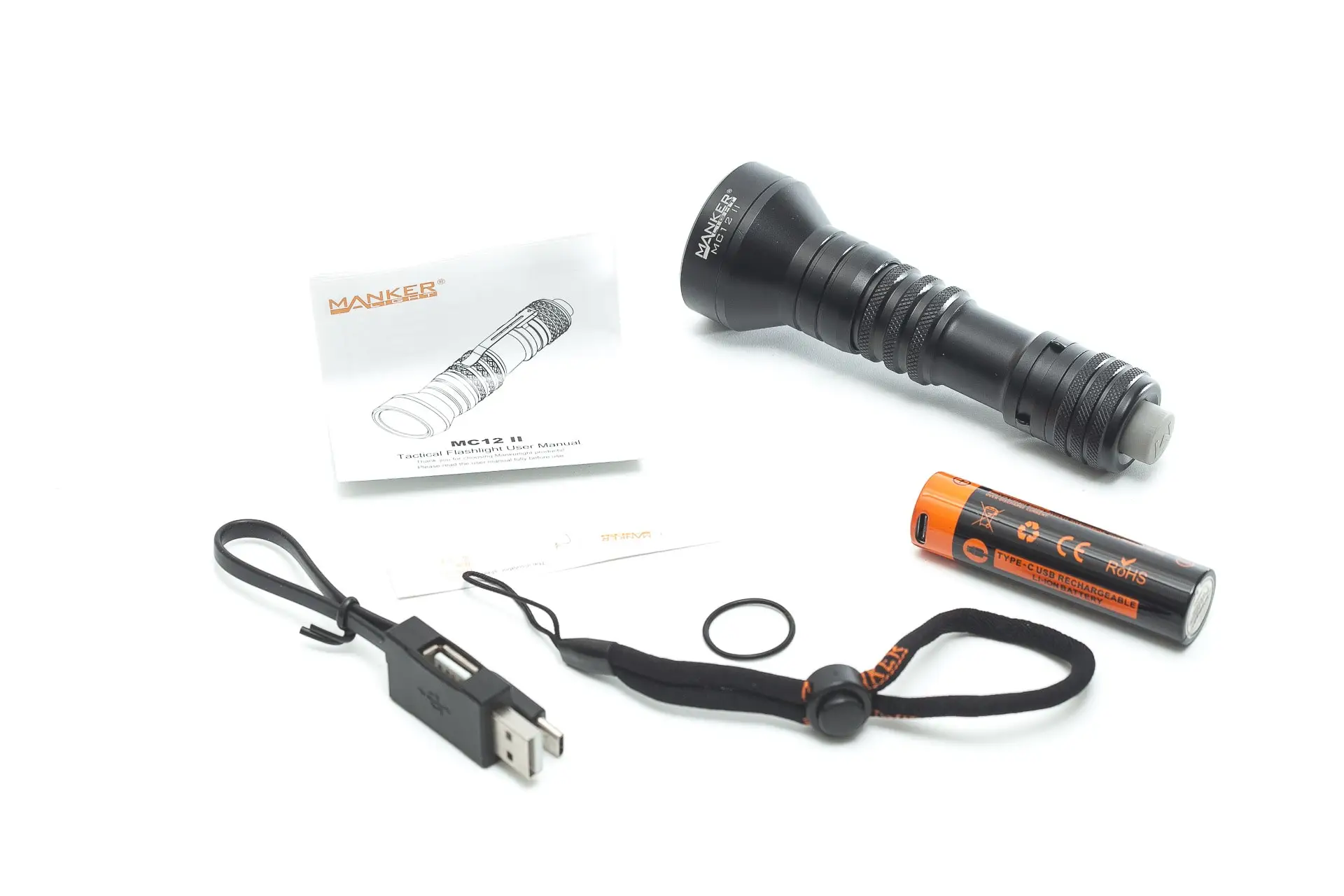 Manker MC12 II Pocket Ultra Throw Flashlight with NM1 LED & TIR Lens + Type-C USB Rechargeable 18650 Battery