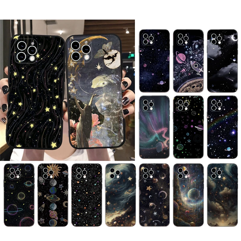 Casing ponsel bulan bintang, pelindung HP untuk iphone 15 14 Pro Max 13 12 11 Pro Max XSMax XR 12 13 mini 14 Plus