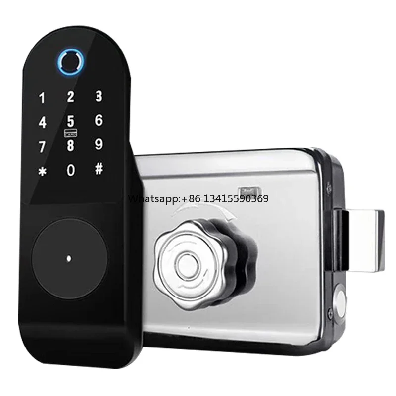 

Waterproof Fingerprint Smart Electric Rim Lock Stainless Steel Electric Rim Lock for Front Door