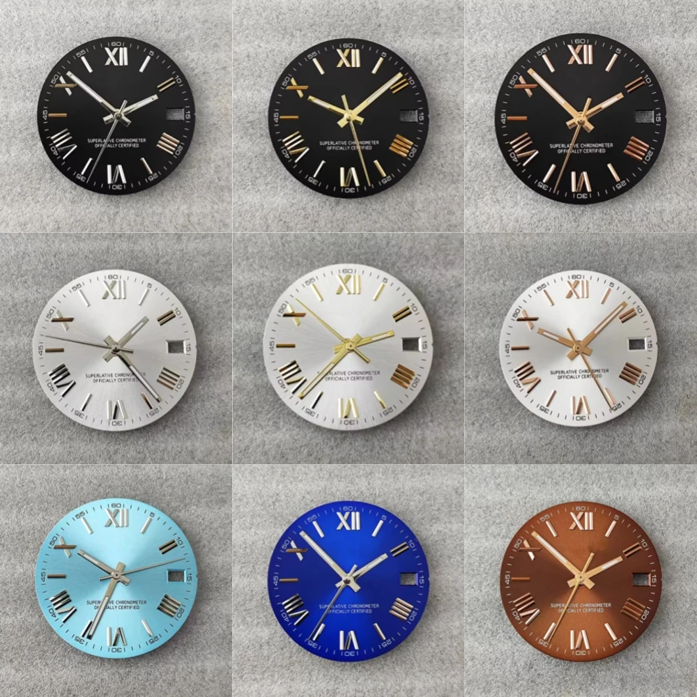 28.5 مللي متر NH35 الهاتفي الروماني الهاتفي S صالح ل NH35 NH36 ساعة يد تعمل بالحركة الأيدي S الهاتفي الشمس دوامة لإصلاح التاريخ التلقائي ساعة ميكانيكية