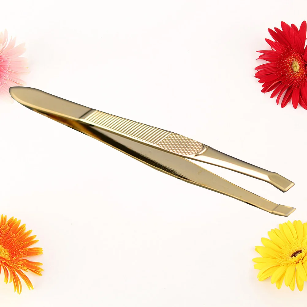 

Gold-Plated Stainless Steel Eyebrow Tweezers 9X0.8Cm Portable Makeup Tool For Eyelash Extension Precision Application