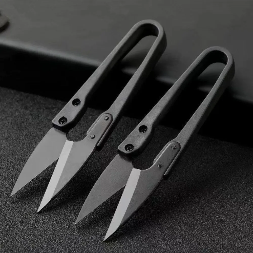 1pc Black Carbon Steel U-shaped Shears Stainless Elastic Scissors Clothing Needle Thread Knitting Supplies Scissors Accessories