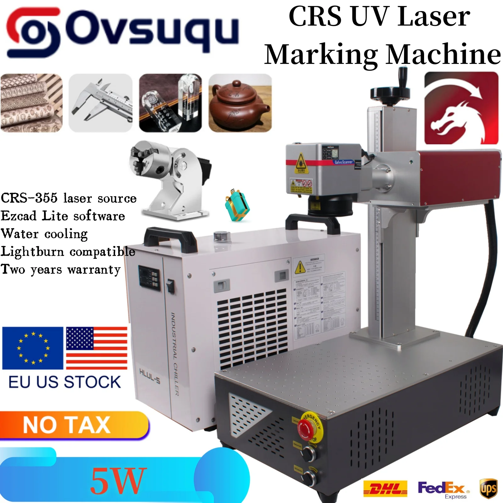 

CRS 5w UV Portable High Precision Laser Marking Machine UV Fiber Laser Engraving Machine for PVC Wood Metal PVC Water Cooling