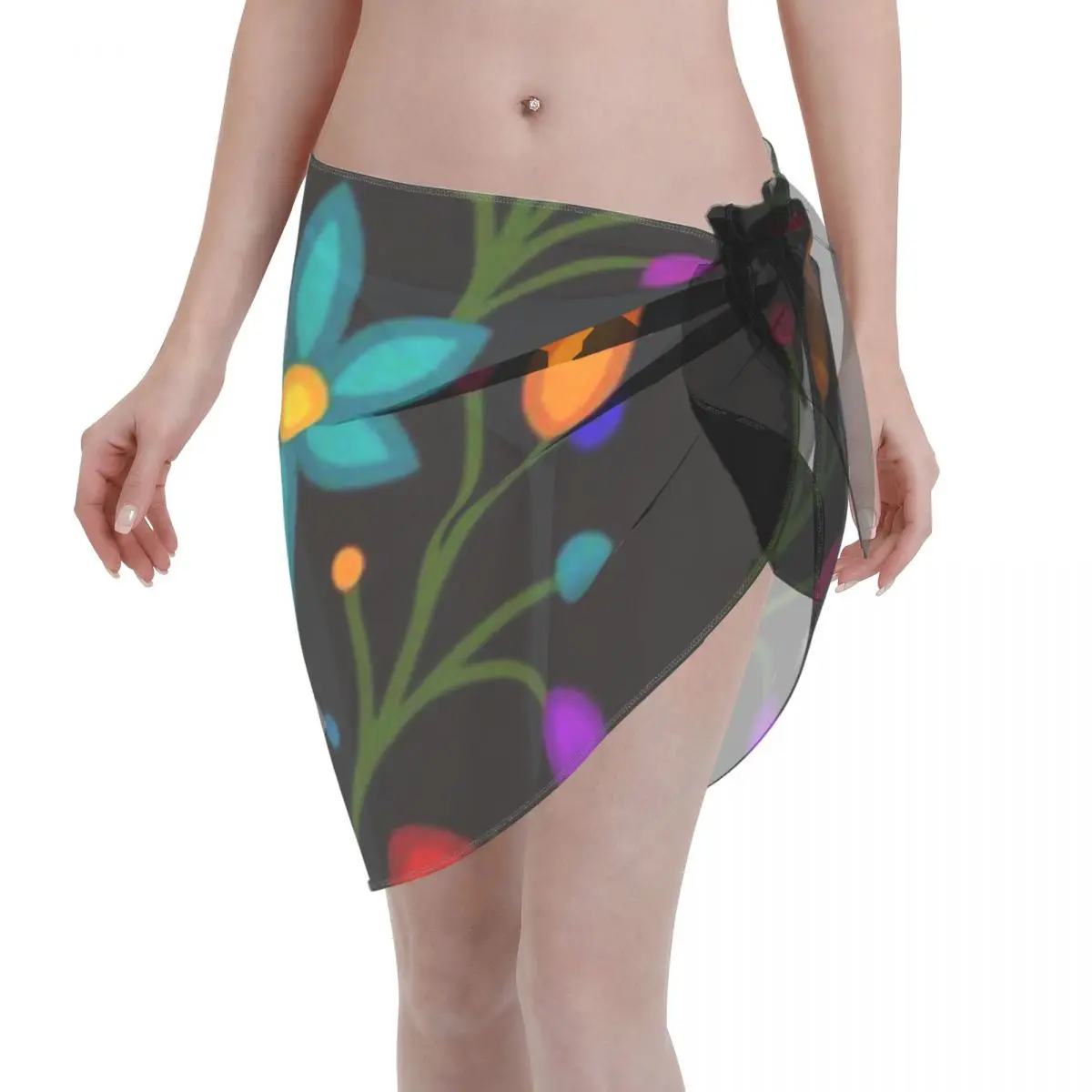 

Promotion Ojibwe Floral Indigenous Anishinaabe Flowers Women's Beach Wrap SkirtNight Pajama Alternative Beach Towel Wrap