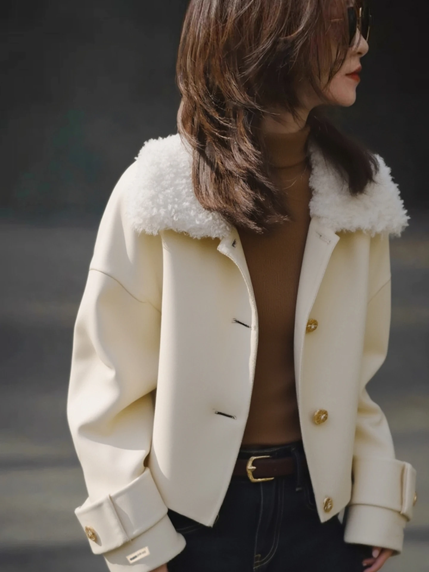 

Зимняя верхняя одежда Ele: Женское пальто с воротником-стойкой, мягкое, в корейском стиле, свободного кроя, с длинными рукавами, высокое качество