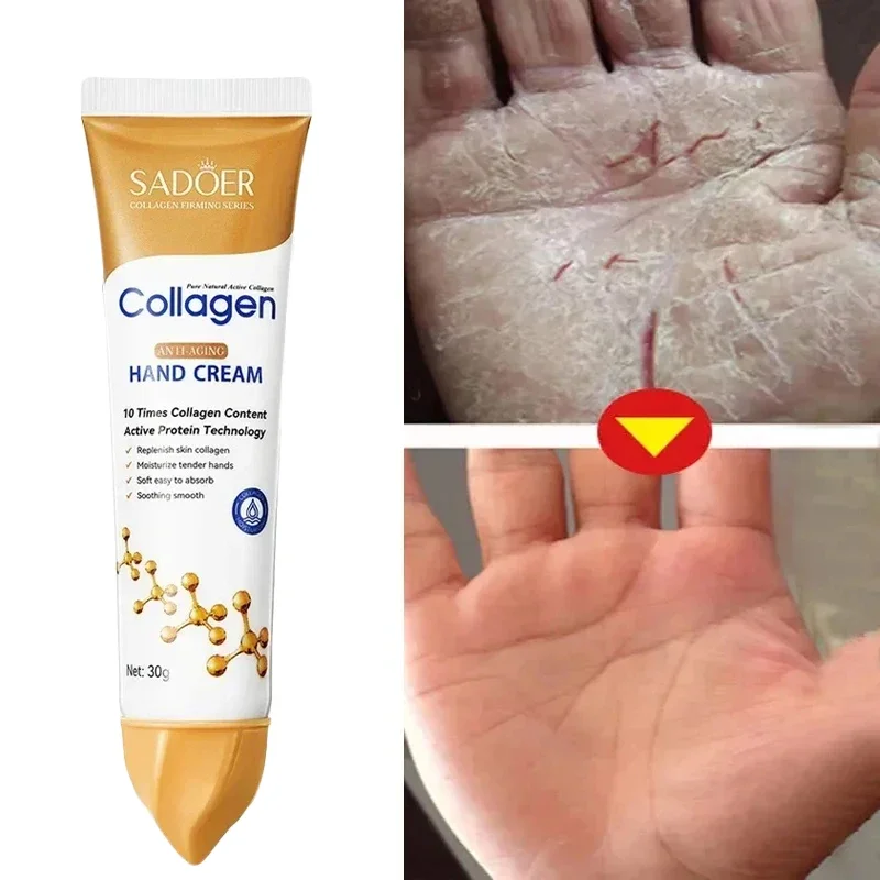 Crema de Manos antiarrugas con colágeno, productos de reparación agrietada para la piel, suaviza la piel, nutre el blanqueamiento antisecado, hidrata el cuidado de la piel coreana