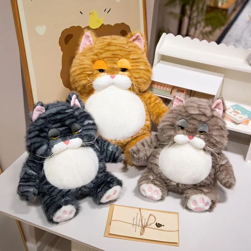

Fat Soft Cat Plush Doll Cute Pattern Weighted Sitting Design Parent-Child Game Toy for Children's Room Decor