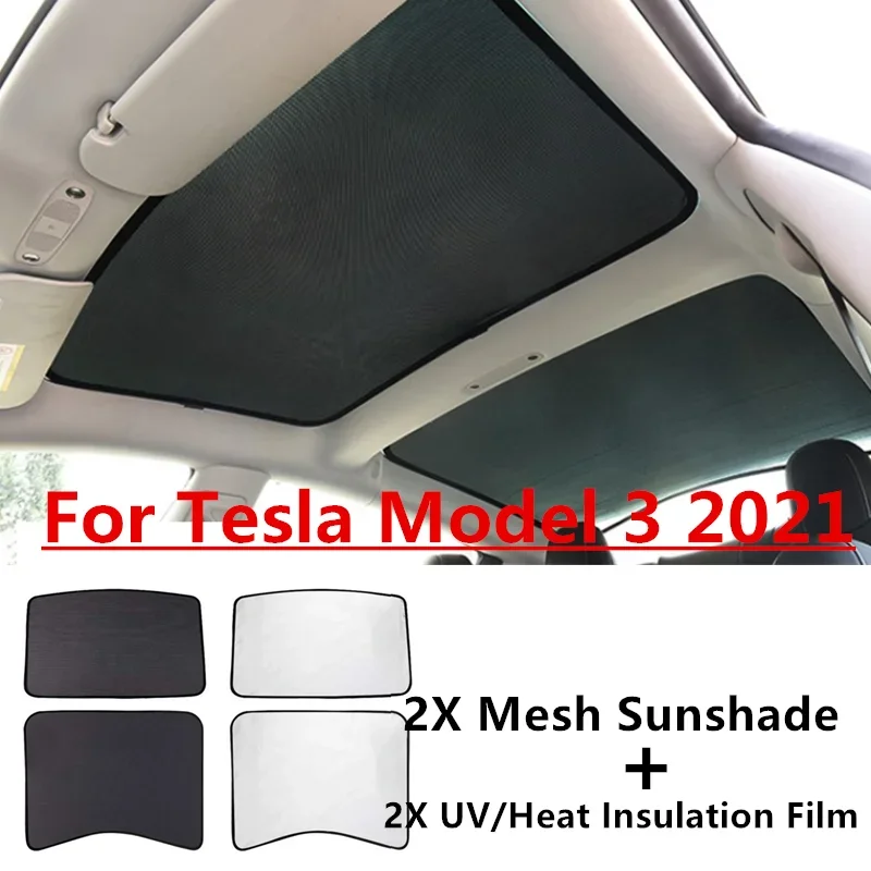 Glass Roof Sunroof Rear Window Mesh Sunshade Shield Sun Visor Sunscreen UV Heat Insulation Film For Tesla Model 3 2021