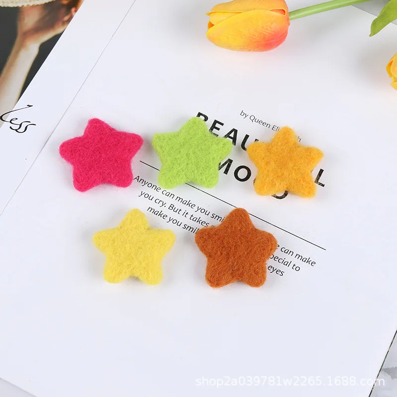 20pcs Wool Felt Star Cabochon 40MM Five-pointed Star Fabric Charm for DIY Handmade Crafts Supplies Clothing Decoration