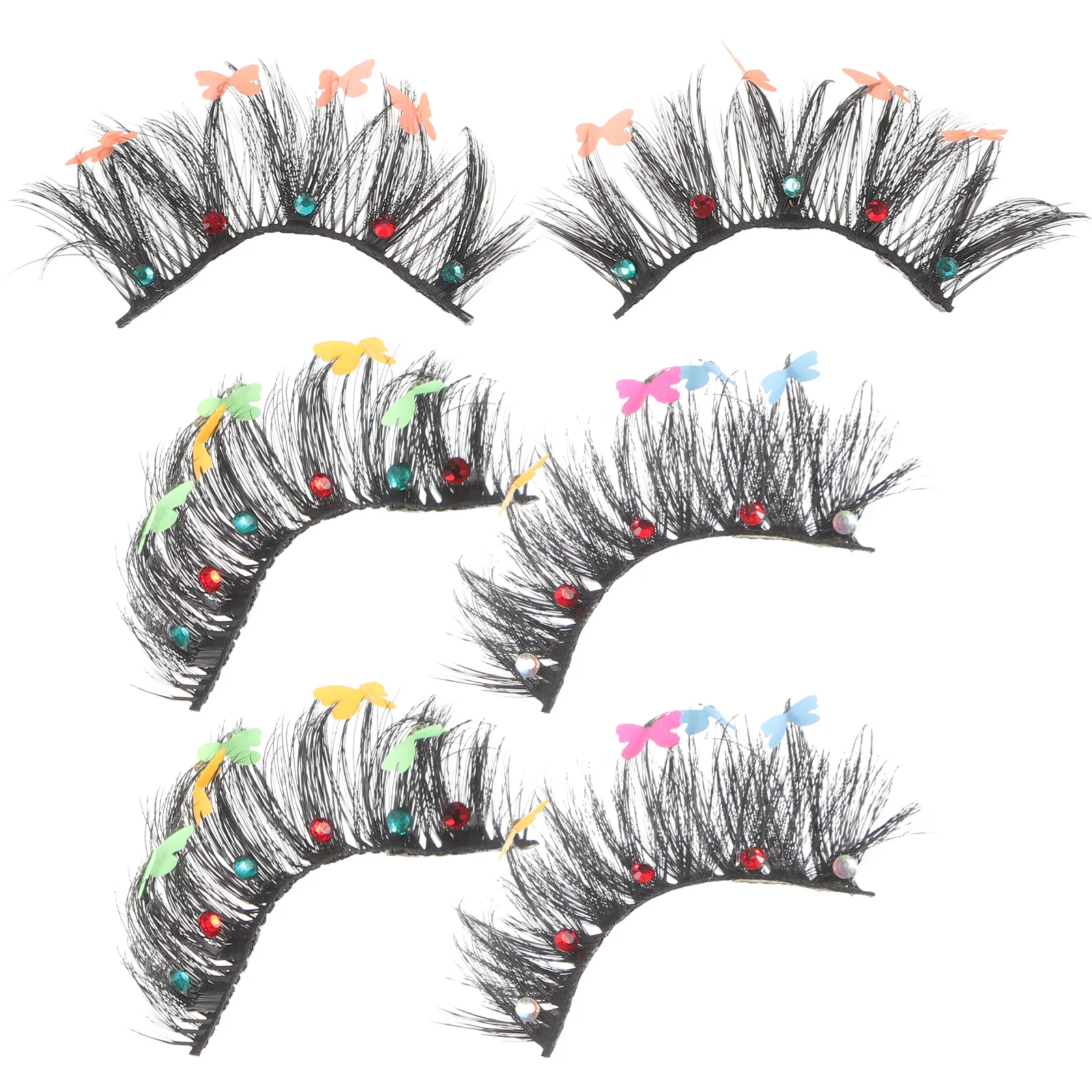 

3Pairs False Eyelashes Butterfly Decoration Lightweight Short False Lashes Individual Natural Fake Lashes Pack Makeup