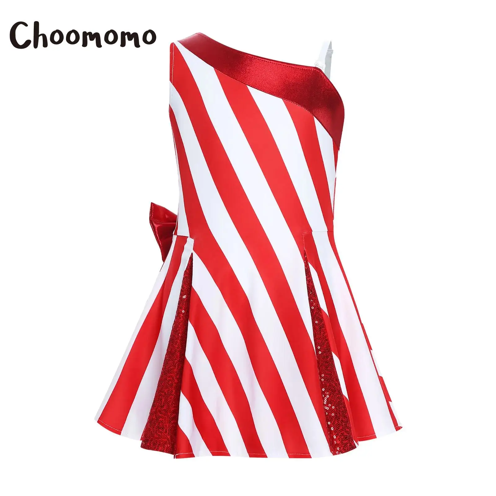 

Kids Girls Christmas Party Costume Xmas Santa Clause Leotard Dress Festive Flared Dress for Holiday Celebration Festival Party