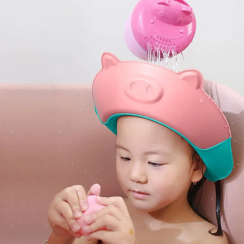 Baby Shower Cap Waterproof Shampoo Hat for Children Shower Toddler Protect Ears Eyes Girl Boy Adjustable Silicone Bathing Crown