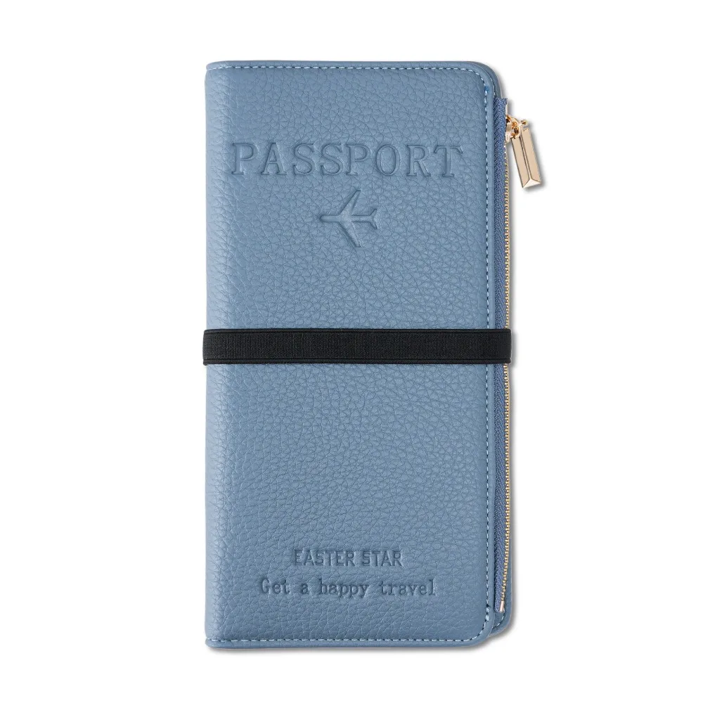 

PU Leather Anti-theft Passport Holder Zipper Letter Certificate Storage Bag Airplane Check-in Multifunctional Passport Clip