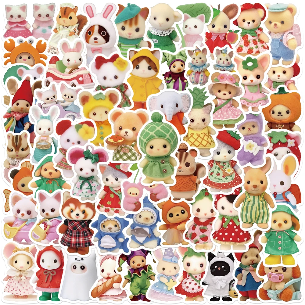 

60PCS Fruit Critter Animal Stickers Cute Cartoon Graffiti Decals For Phone Case Scrapbook Laptop Luggage Skateboards Toy Sticker