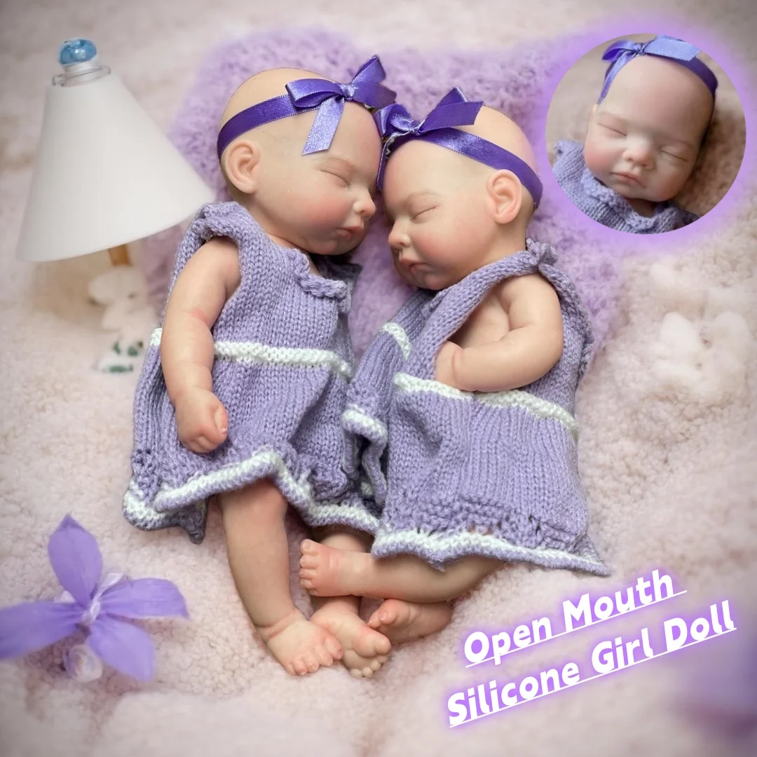 

2 комплекта одежды/1 шт./25 см с открытым ртом, приятная силиконовая кукла Bebe Reborn для всего тела с краской для девочек, моющаяся для кожи, кукла для новорожденной девочки