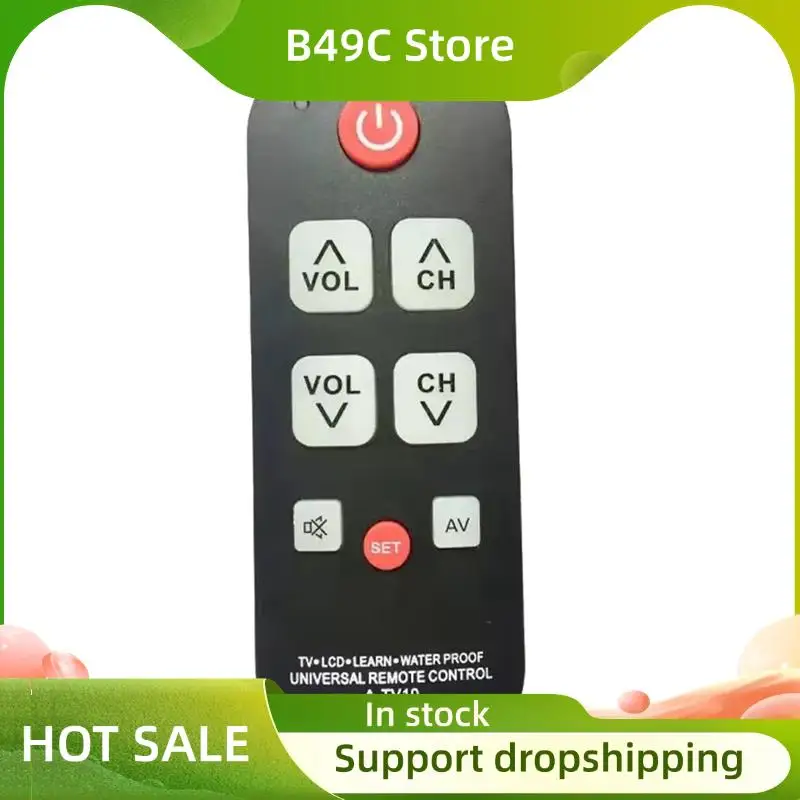 

B49C 3X A-TV10 TV Remote For Seniors Universal Controller Simple Waterproof Remote Control With LED Light For All TV Models