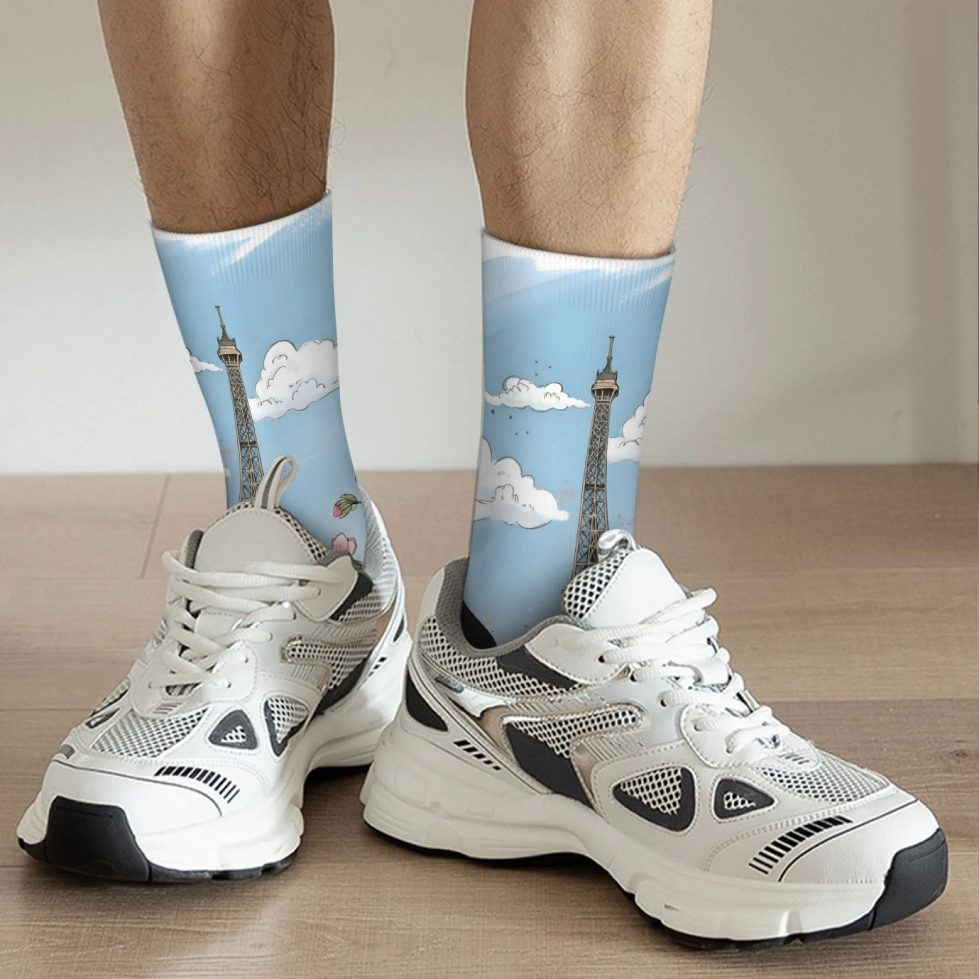 Calzini da sogno di Parigi Bellissimo design floreale della Torre Eiffel Idea regalo da viaggio perfetta Calzini da equipaggio a tema città romantica per lei