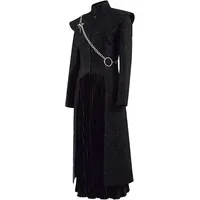 TK0 Daenerys Targaryen Dany Cosplay Costume Middle Ages Dress Uniform Black Outfit Cloak Halloween Party Costume for Women A+5We