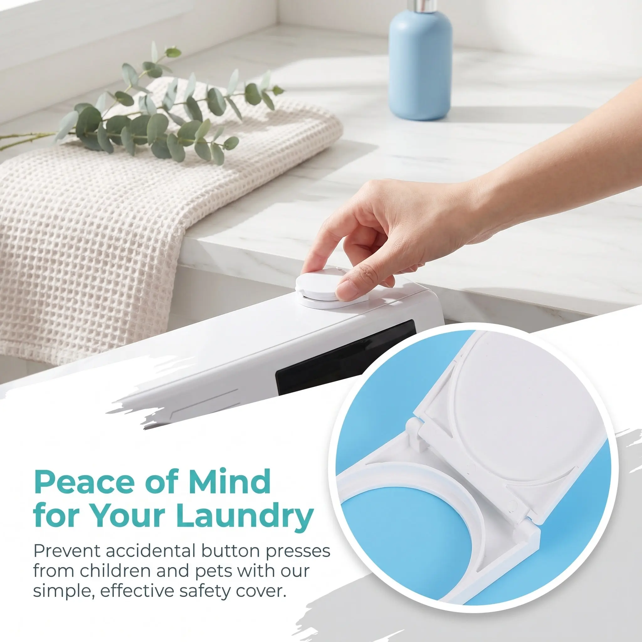2Pcs Switch Button Protector Cover Childproof Round Adhesive Guard Prevent Accidental Press Washer Laundry Appliance Power