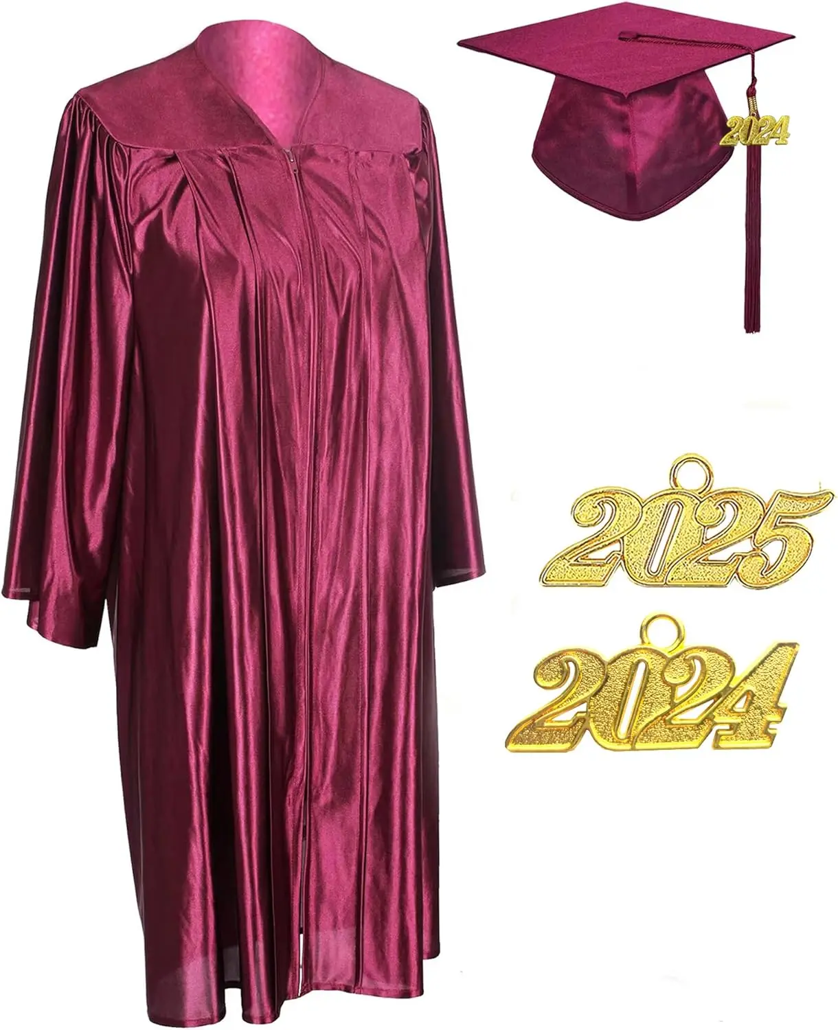 Boné e vestido de formatura brilhante unissex adulto com borla 2024 2025 anos pacote de charme saia escolar uniforme escolar