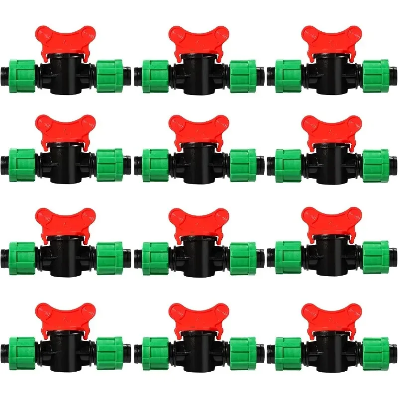 

10pcs Shut Off Valve 1/2'' Drip Irrigation Tubing Coupling Valve Connector Locking Fitting, 16 To 17 Mm Drip Tape Tubing
