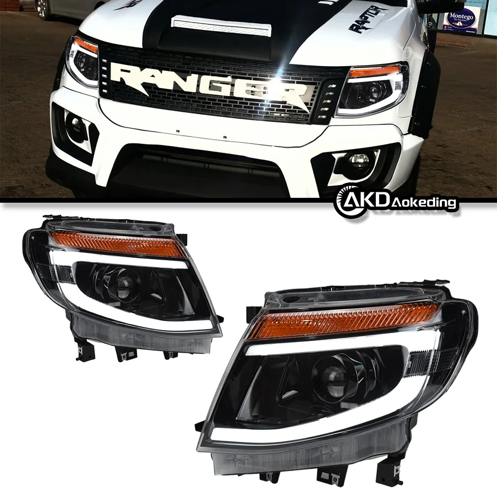 Car Front Headlight For Ford Ranger Everest T6 FL 2012-2014 LED HeadLamp Styling Dynamic Turn Signal Lens Automotive Accessories