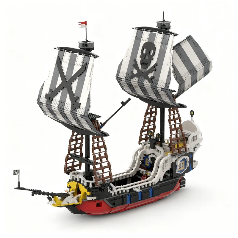 

NEW 4109PCS MOC Pirate Sailing Pirates Deluxe Redbeard Runner Model Building Blocks Display DIY Creative Building Blocks Gift