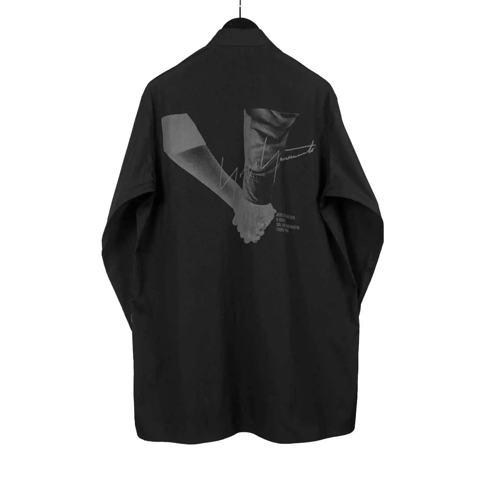 

Top-yamamoto original design pure cotton long-sleeved hand-holding printed shirt for men, breathable and loose casual TOP