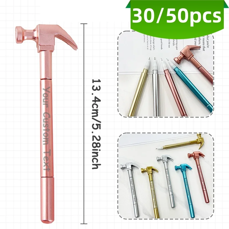 

30/50PCS Customized Hammer Shape Gel Pens for Meetings Smooth Writing Promotional Pens Corporate Business Gifts School Supplies