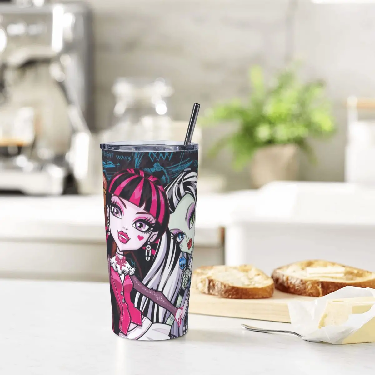 Draculaura Monster High 20 Oz Tumbler Vampire Vacuum Insulated Thermal Cup with Lid and Straw Stainless Steel Double Wall Mugs