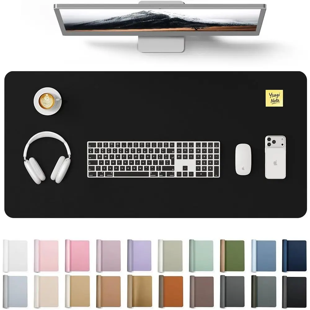 

Large Non-Slip PU Leather Desk Mat, Water-Resistant, Laptop & Office Use (Black, 31.5 x 15.8)