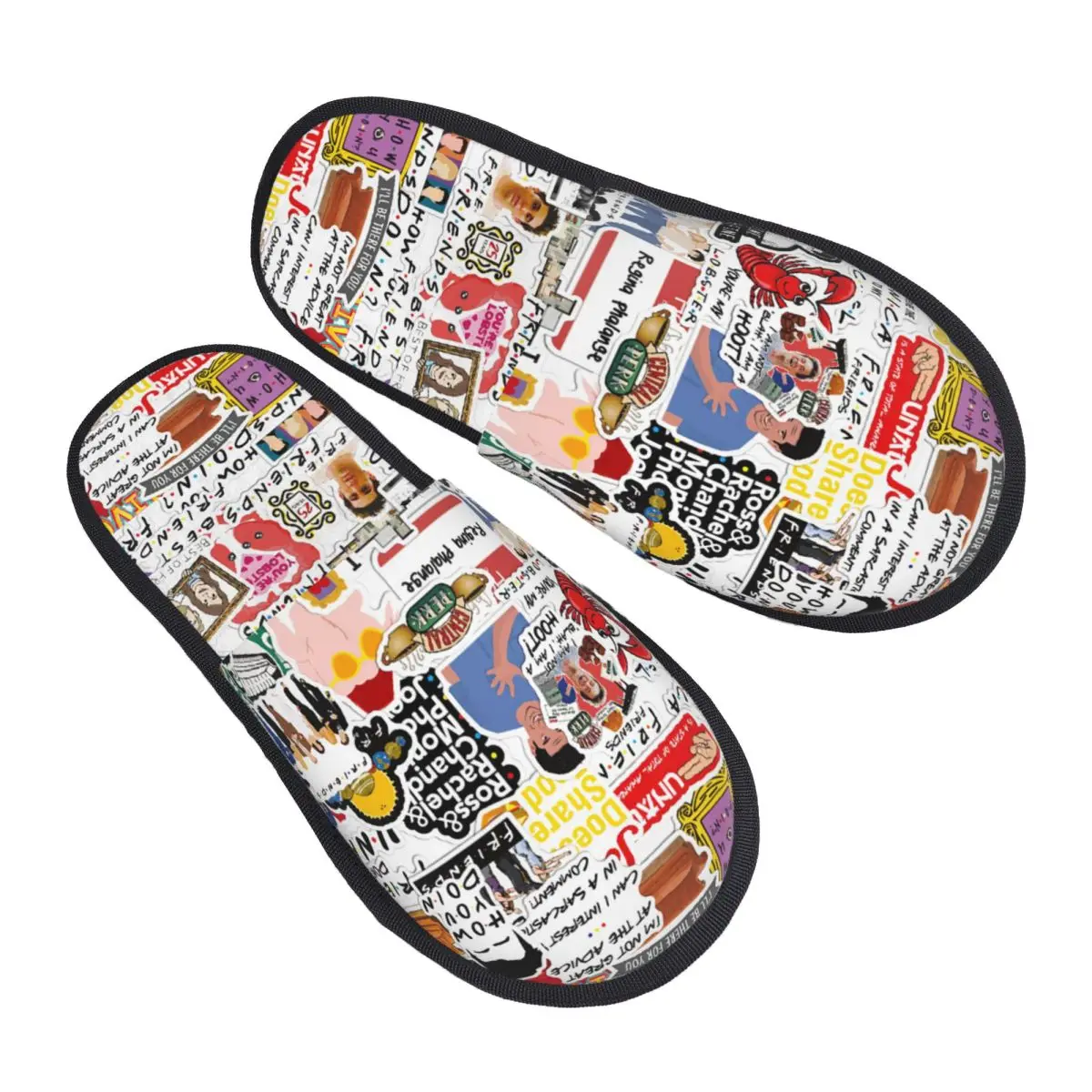 

Забавные удобные тапочки из пены с эффектом памяти для ТВ-шоу «Друзья», коллаж, женская домашняя обувь для спальни