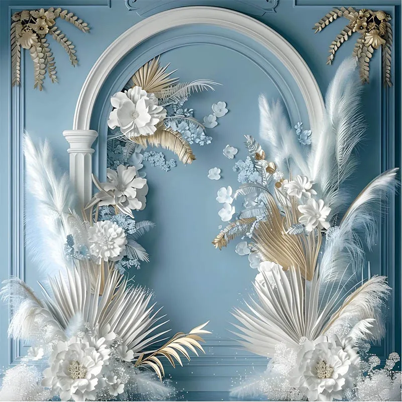 Mehofond fotografia fundo vintage arco porta flor retrato maternidade azul casamento arte da parede textura foto pano de fundo estúdio