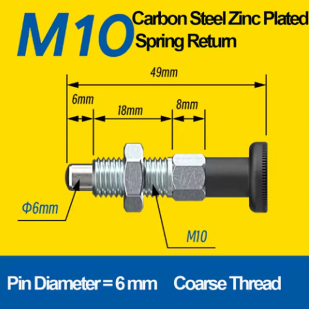 GN717 Indexing Plunger M6 M8 M10 M12 Knob Type Spring Loaded Index Plunger Stainless Steel Zinc Plated Carbon Steel Locating Loc