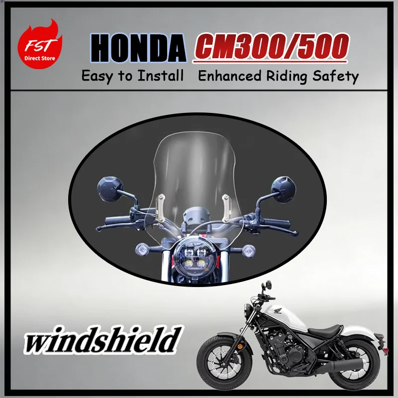 For Honda CM300 CM500 Front Wind Screen Windshield UV Coated Chest Protection Sunproof for Daily Commute And Touring