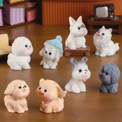 Figurines Miniature Cute Puppy Animal Micro Landscape Dog Sculpture Ornament Desk Accessories For Home Decoration Kids Gifts