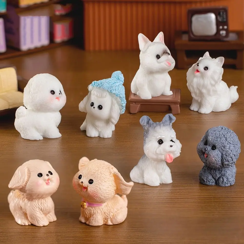 Figurines Miniature Cute Puppy Animal Micro Landscape Dog Sculpture Ornament Desk Accessories For Home Decoration Kids Gifts