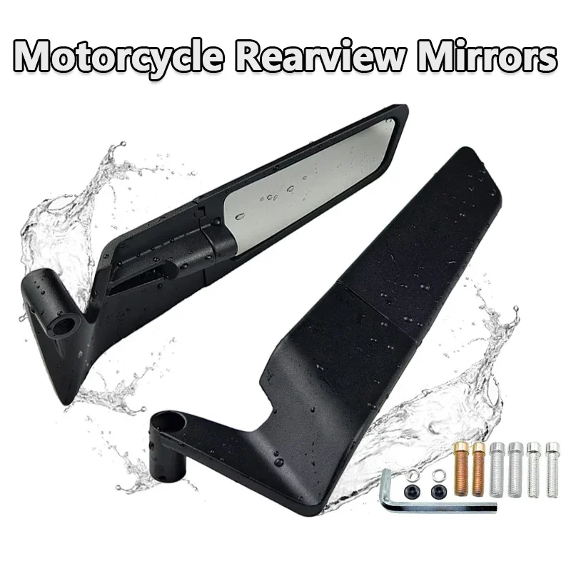 1 Metal Motorcycle Mirror Universal Hidden Wing Mirror Adjustable Rearview Mirror Modification Accessory