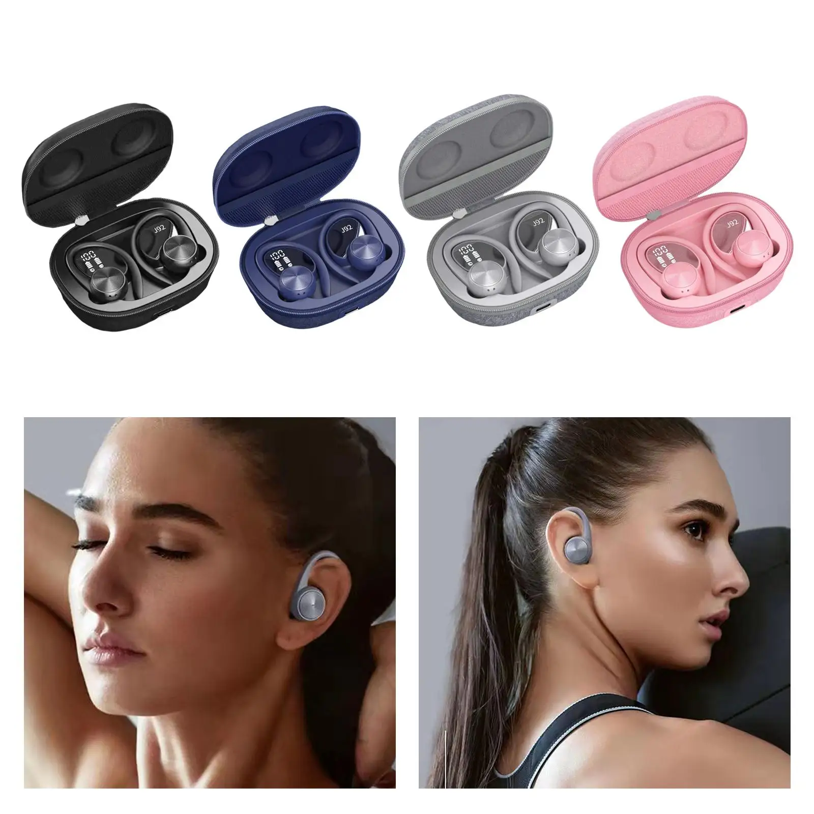 Auricolari wireless Bluetooth 5.0 con ganci per le orecchie Bassi profondi per viaggi in palestra