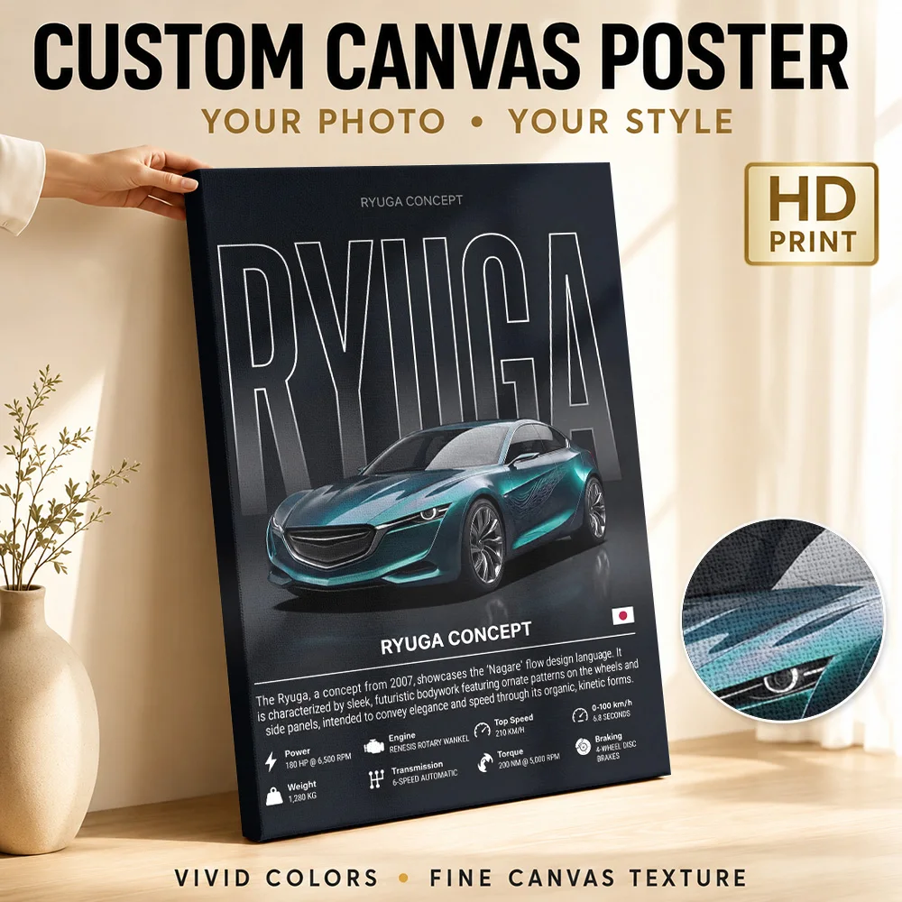 Japanese Ryuga Concept Car Framed Canvas Poster Customized Photo Detailed Specifications Layout Wall Art For Recreation Room