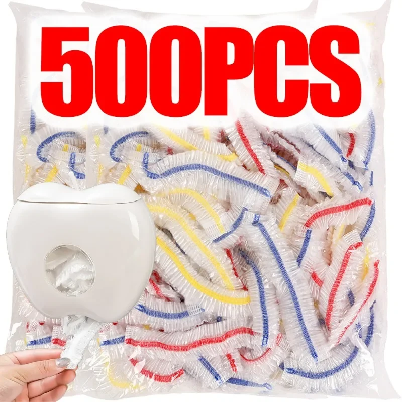 100-500PCS Disposable Food Cover Elastic Plastic Wrap Food Grade Lids Shoe Cover Shower Headgear Food Fresh Saver Bag Dust Cover