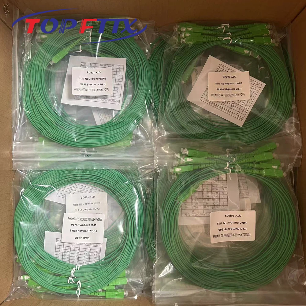 Exclusief voor Frankrijk Telecom SC/APC SM G657A2 SX 1,6 mm glasvezel patchsnoer groene kousenband 3,5 meter lengte IL≤0,3 dB Jarndere