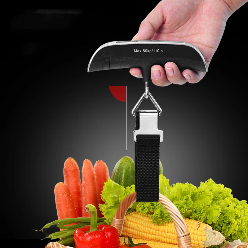 مقياس محمول شاشة الكريستال السائل الرقمية 110lb/50 كجم الأمتعة الإلكترونية حقيبة معلقة السفر يزن الأمتعة حقيبة أدوات توازن الوزن #2