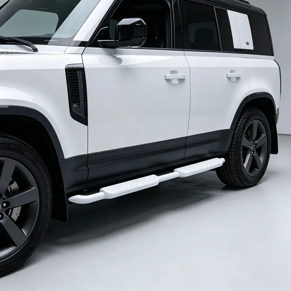 Fuji White Vintage Grain Aluminum Running Boards Side Steps Fit for Land Rover Defender 110 130 L663 2020-2024 2025 2026