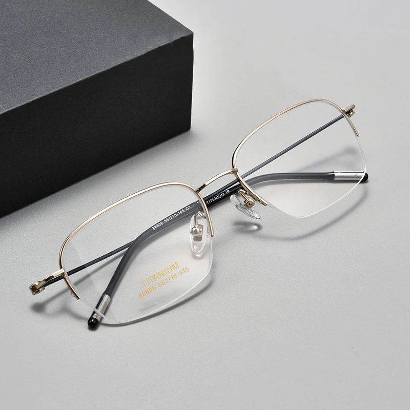 

Титановые полуоправы, деловые мужские очки для чтения, сверхлегкие винтажные оптические очки для близорукости, мужские очки с защитой от синего света